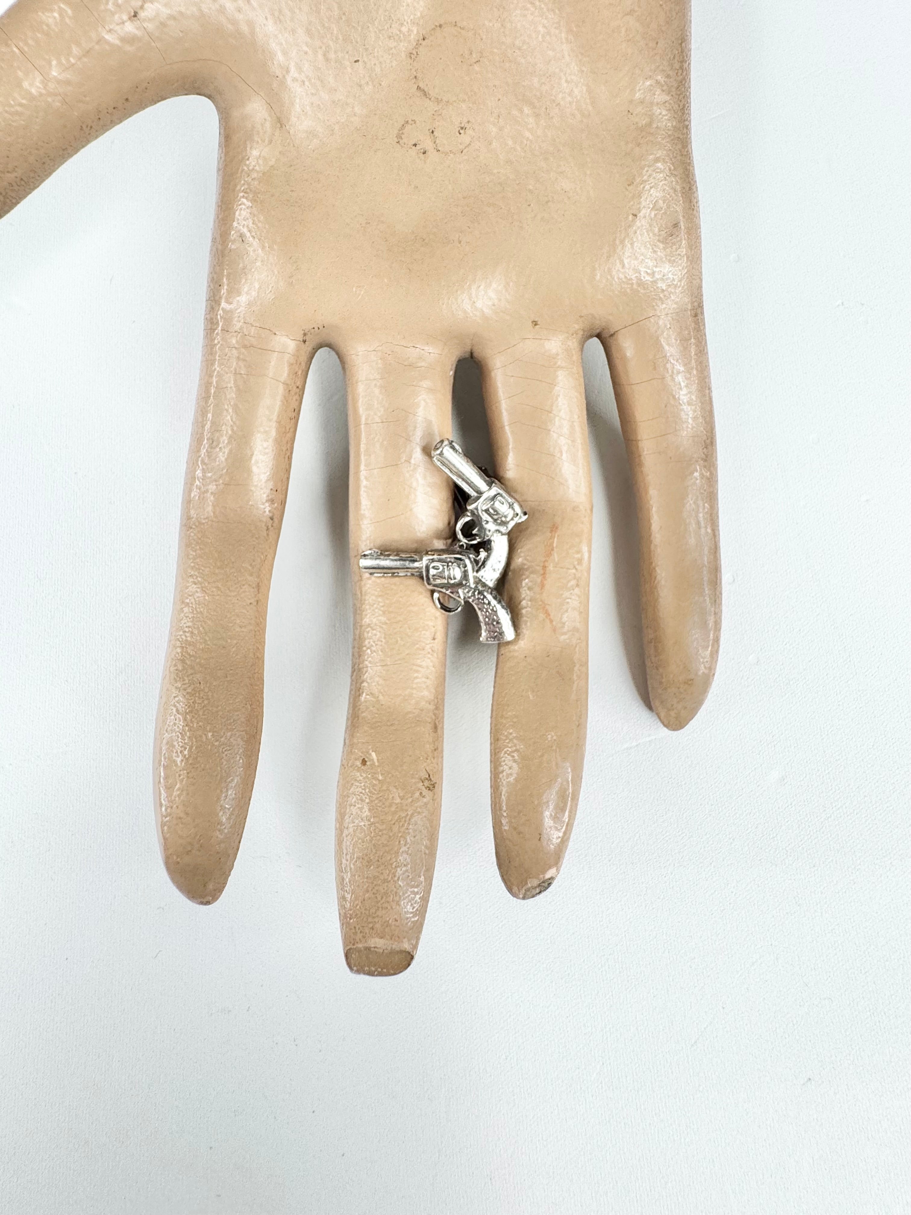 Silver Tone Pistol Cufflinks