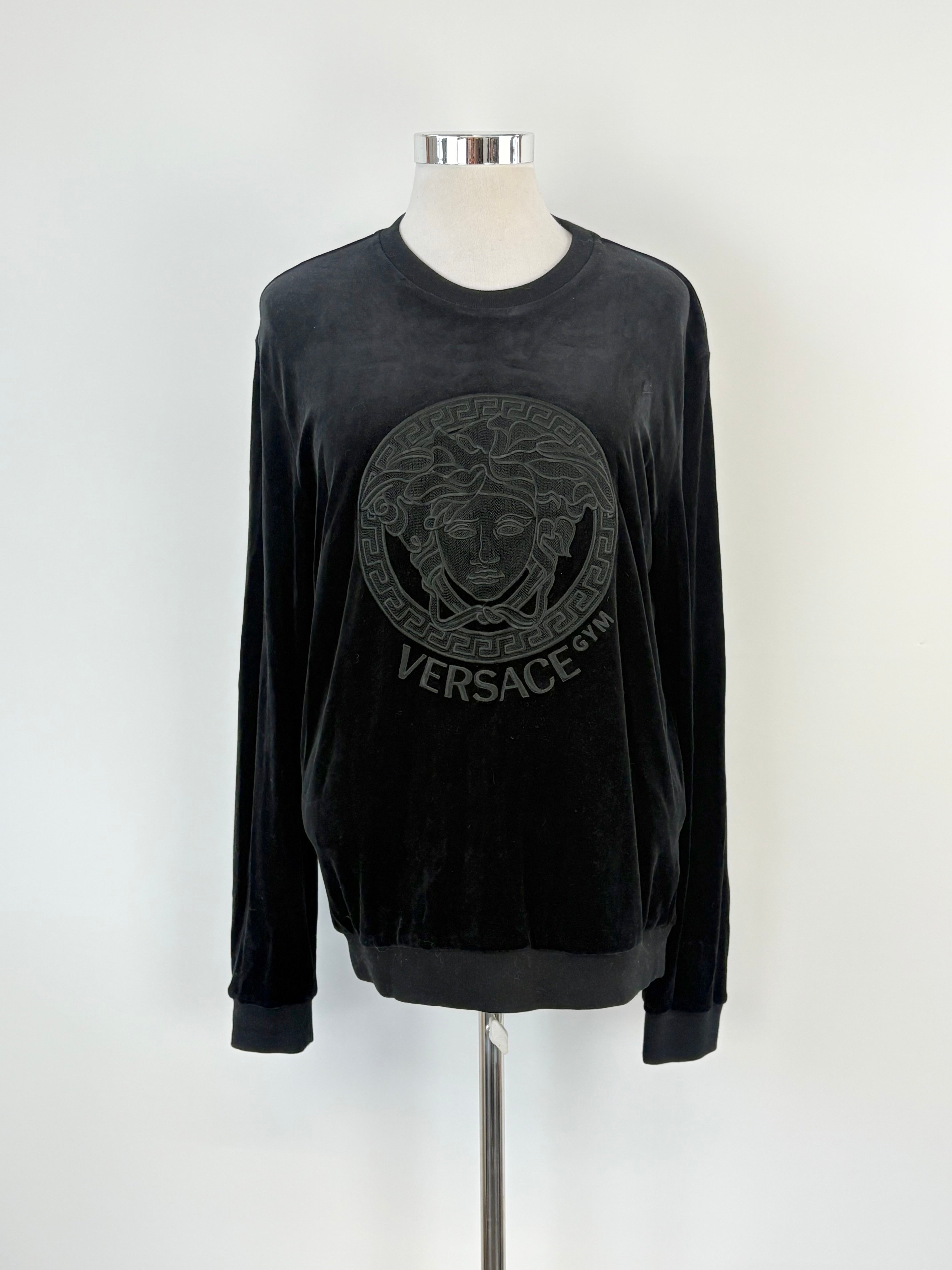 Versace Underwear Black Velour Medusa 'Gym' Crewneck - M