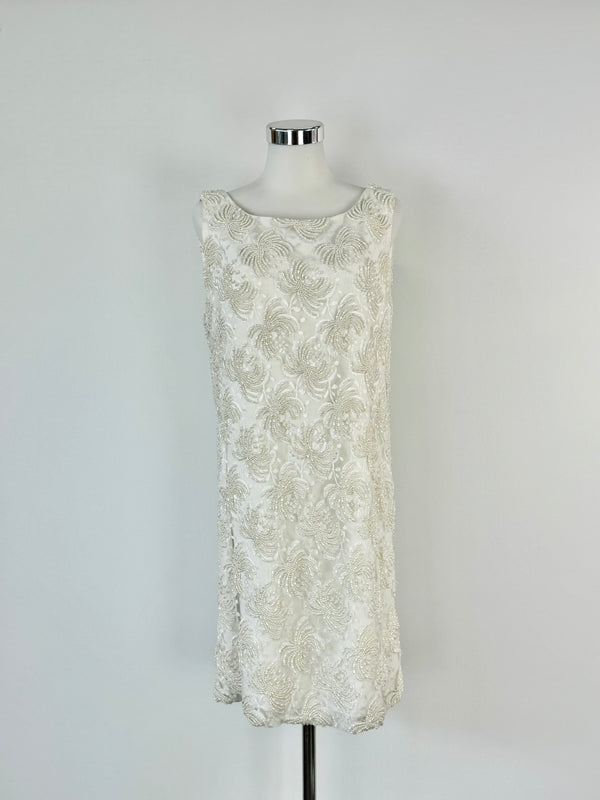 Vintage Christie White Hand Beaded Lace Dress - AU10