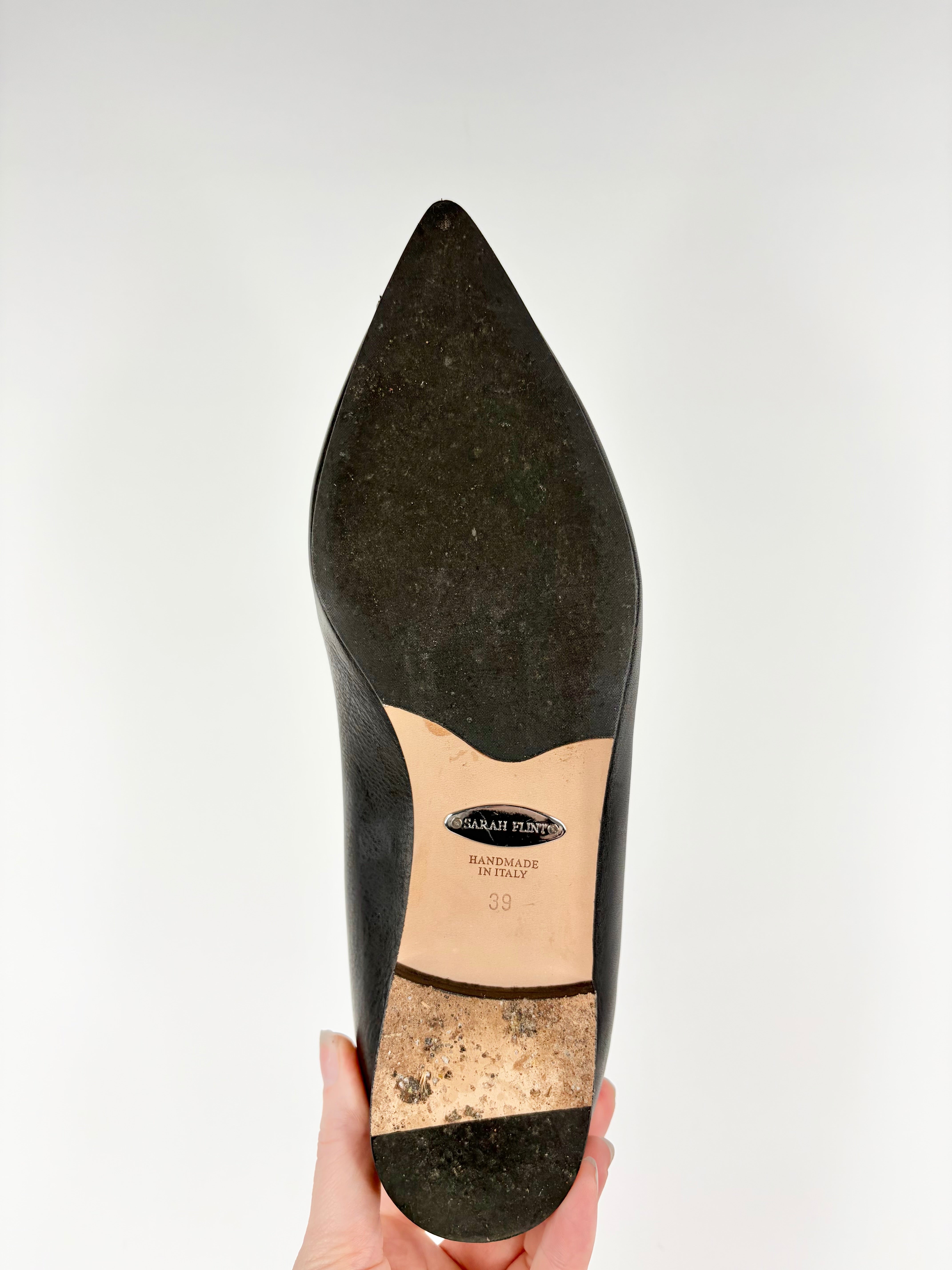 Sarah Flint 'Natalie' Black Pointed Toe Ballet Flats - EU39