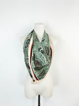 Vintage Jaeger Cream & Green Paisley Patterned Scarf