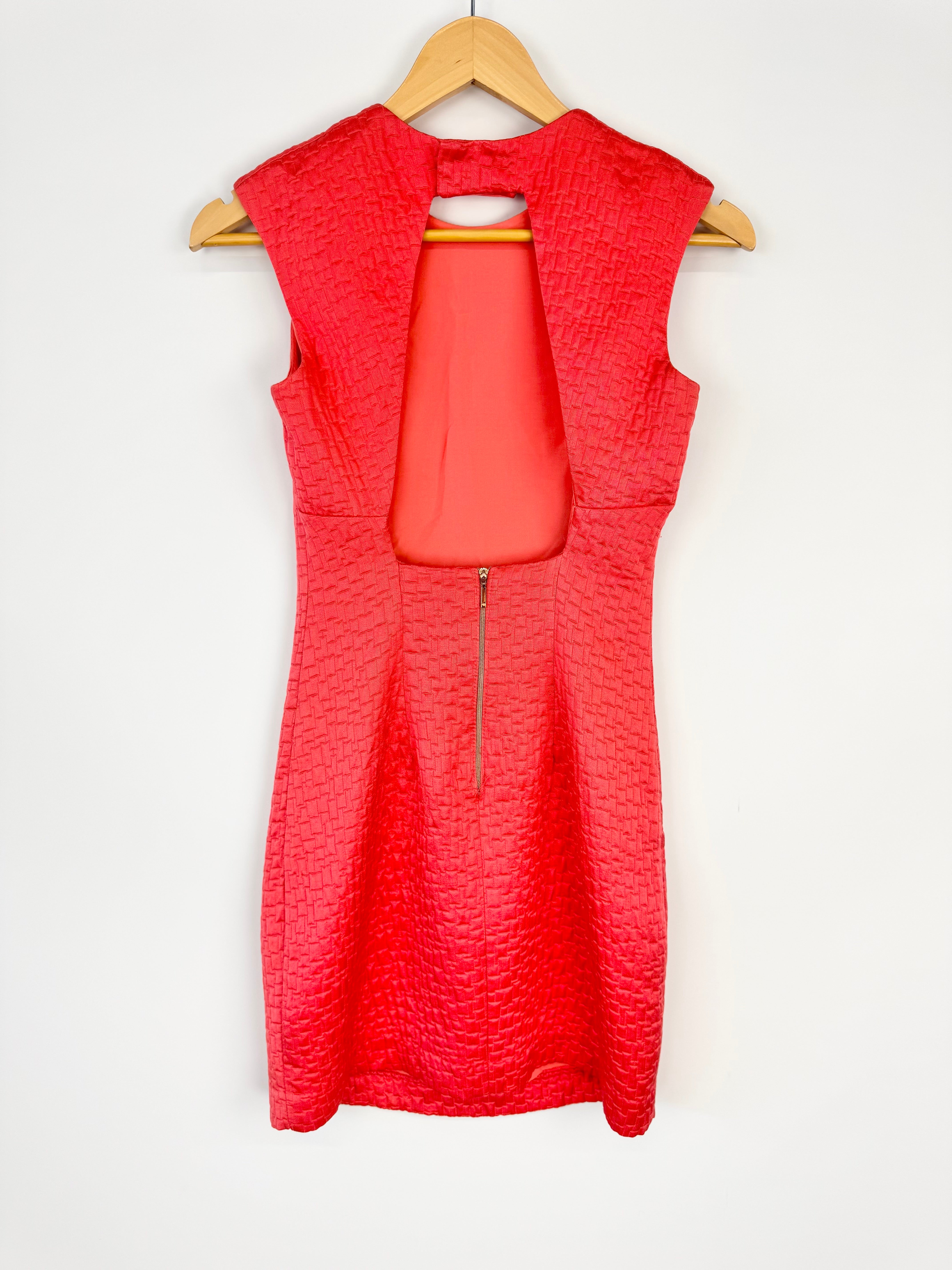 Bec & Bridge Coral Quilted Midi Cocktail Dress - AU6