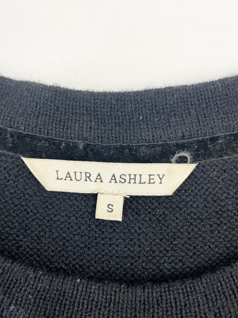 Laura Ashley Black Wool Blend Knit Pencil Dress - S