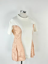 Marni White and Peach Cotton & Silk Panel T-Shirt - AU12