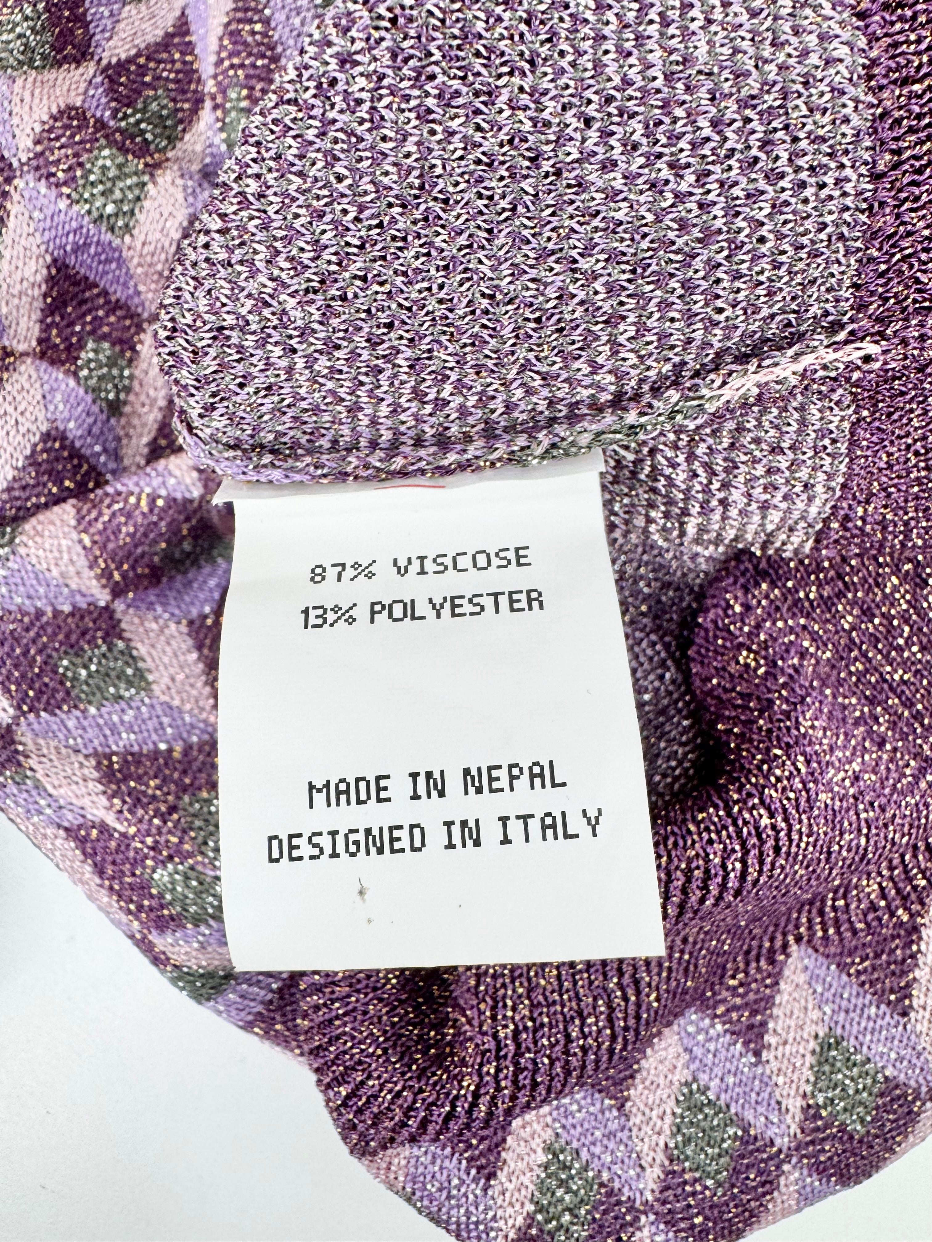 Happy Sheep Purple Metallic Diamond Pattern Cardigan - AU16