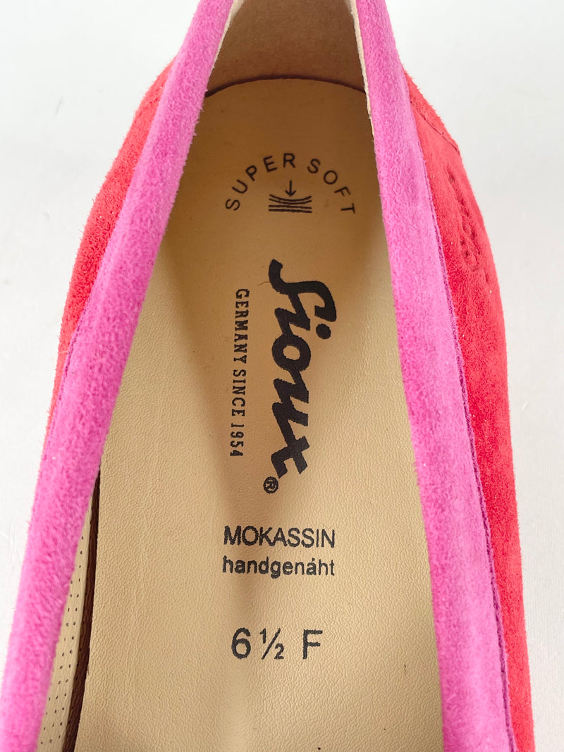 Sioux Red & Pink Suede 'Corbina' Moccasin - EU36