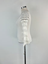 Anne Fontaine White Mesh-Sleeved Top - AU10/12