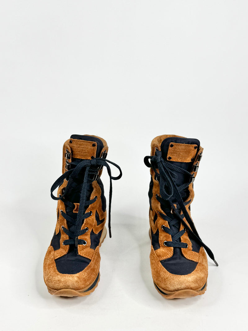 Marc by Marc Jacobs Tan & Blue Suede Hiking Boots - EU36.5