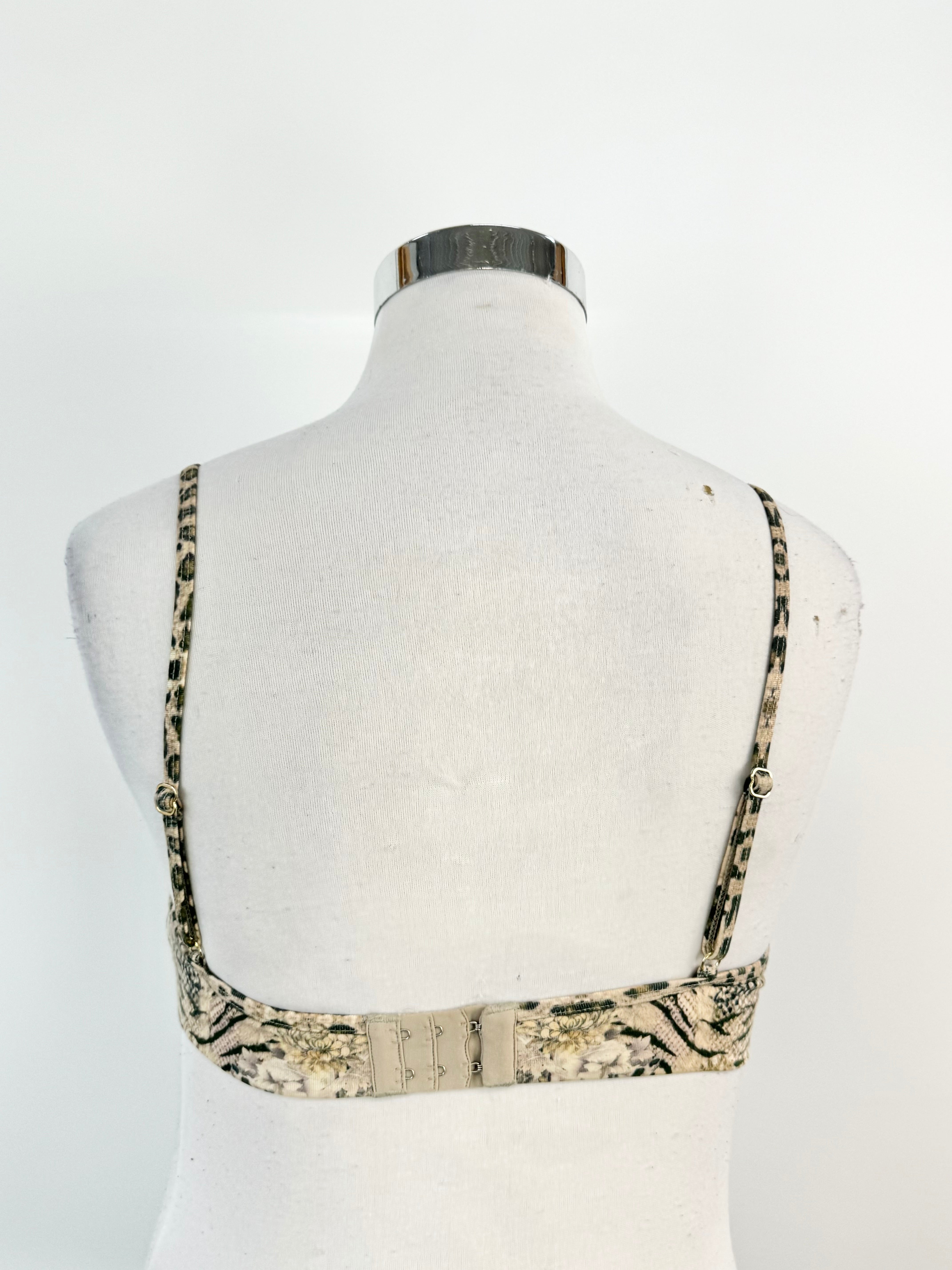 Camilla Soft Cream Snakeprint & Floral Crystal Embellished Bra - AU12