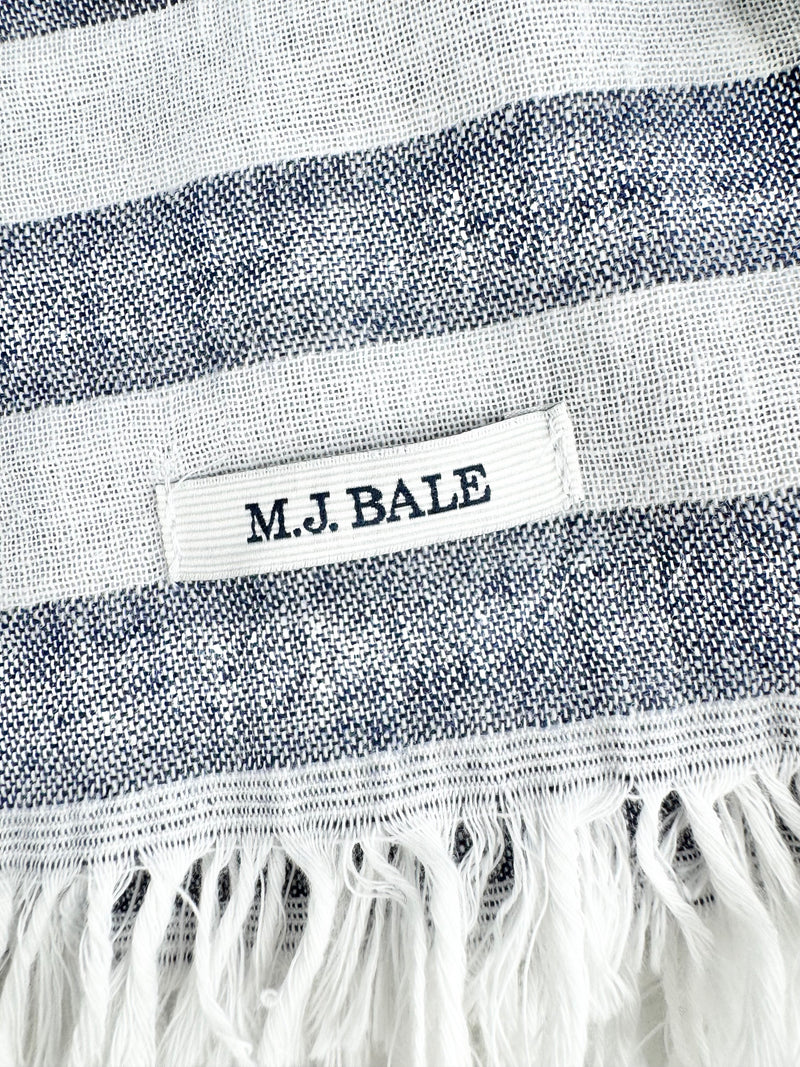 M.J Bale Blue & White Striped Scarf