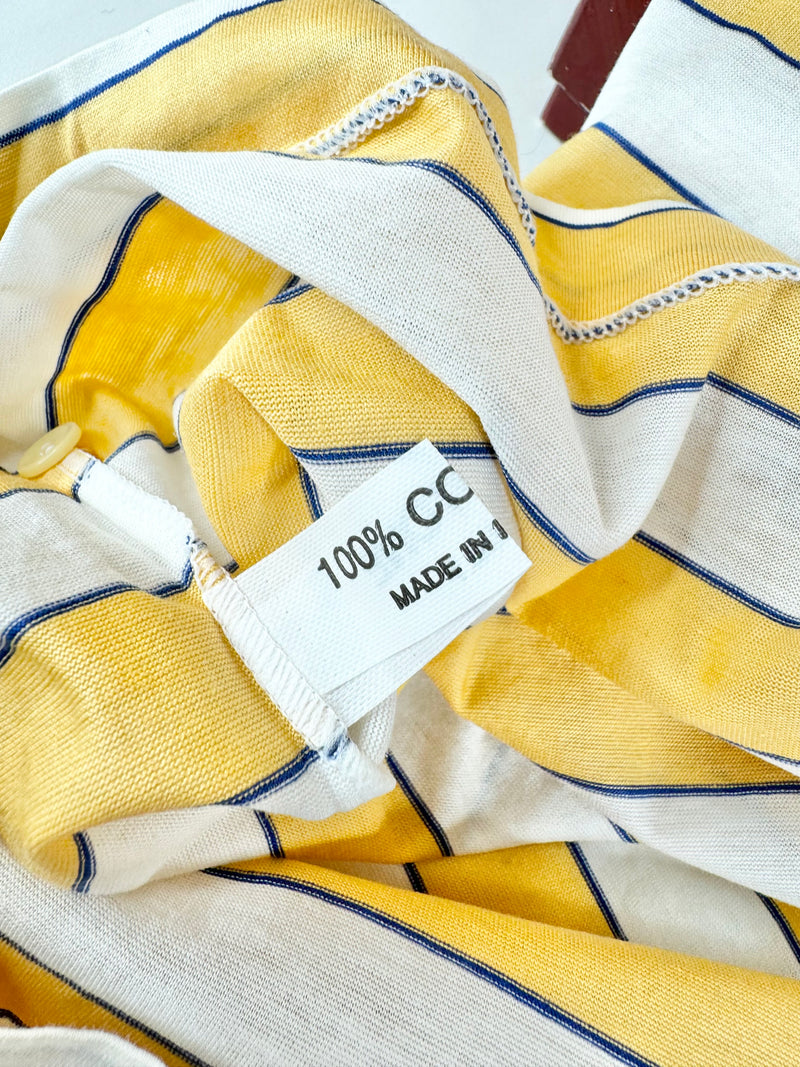 Vintage 90s Givenchy Gentlemen Yellow & White Striped Polo - L