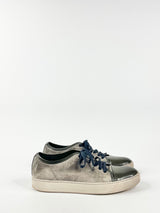 Lanvin Suede & Patent Leather Ash & Olive Sneakers - US8