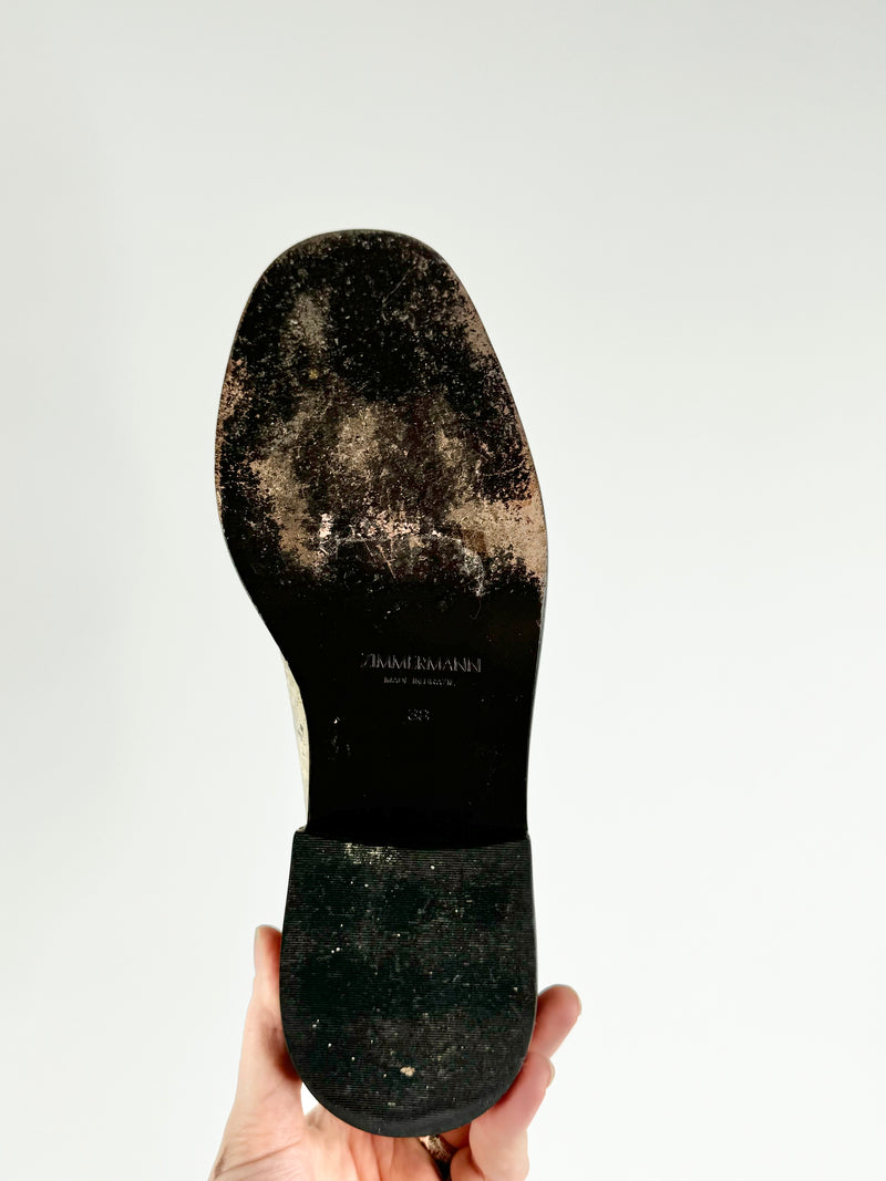 Zimmermann Black Fur & Lizard Pattern Loafers - EU39