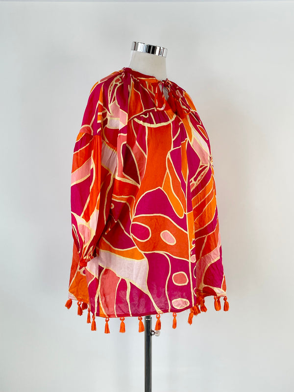 Christian Siriano Magenta & Orange Oversized Blouse - AU10/12