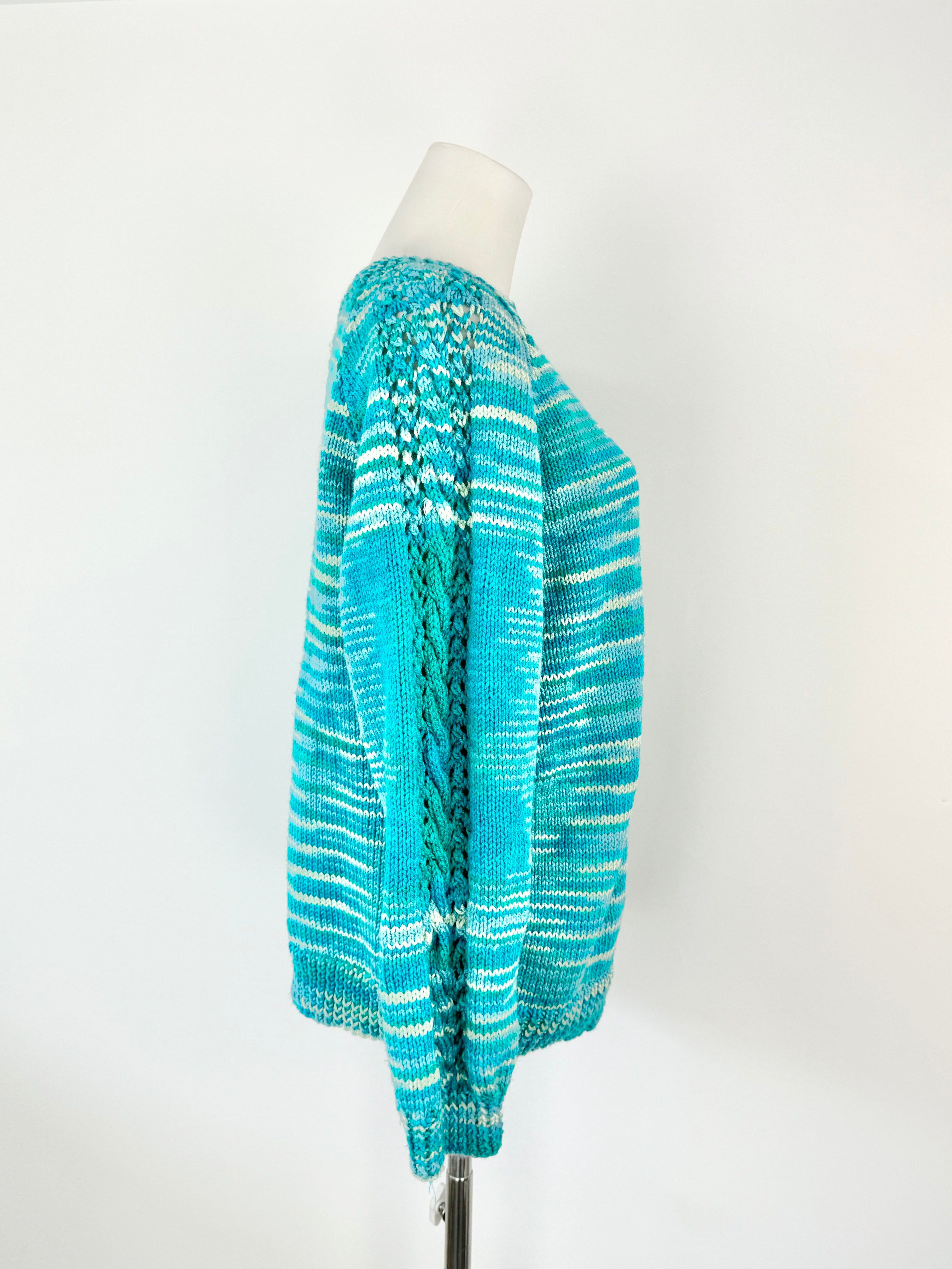 Hand Made Blue Acrylic Puff Sleeve Jumper - AU8/10