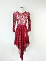 Lover Burgundy 'Serpent' Lace Midi Dress - AU8/10