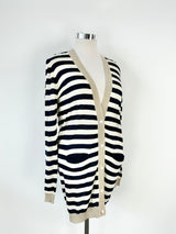 Paul & Joe Silk & Lurex Gold, Blue & White Striped Cardigan - AU10