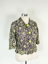 Moss & Spy Lichen Green & Violet Lace Button Up Top - AU10