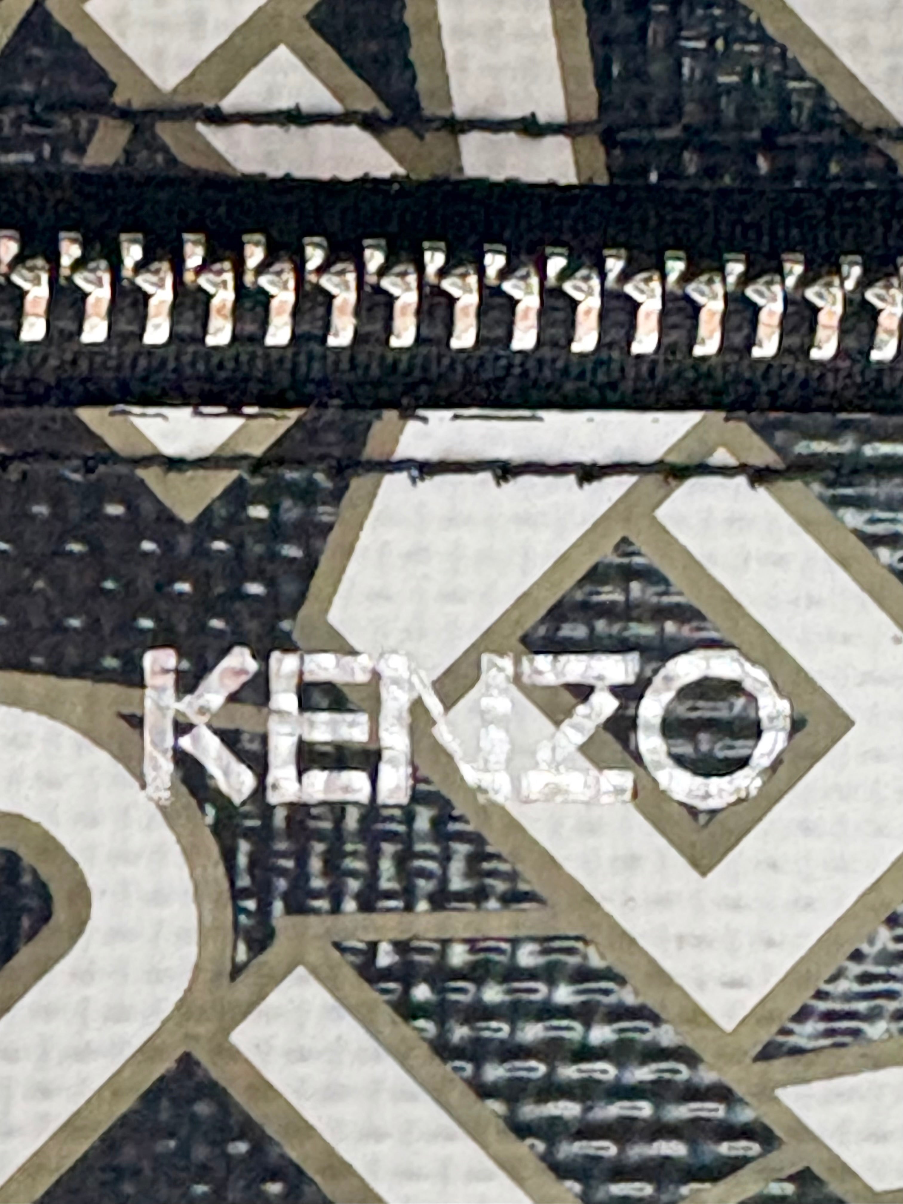 Kenzo Black & White Flying Logo PVC Tote Bag