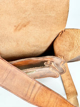 Hand Made Tan Cherry Blossom Stamped Leather Cross Body Bag