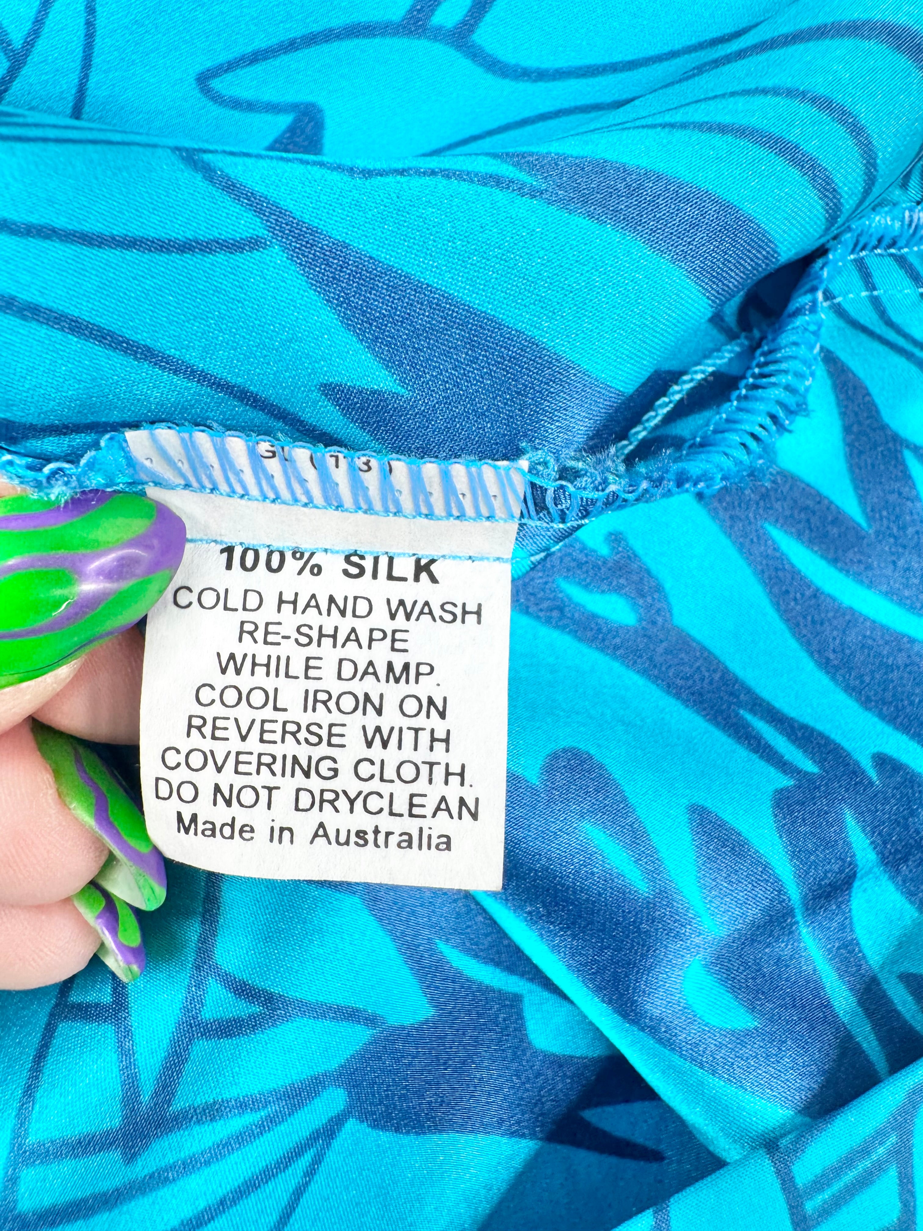 Leonard St Bright Blue Silk Floral Tunic - AU10