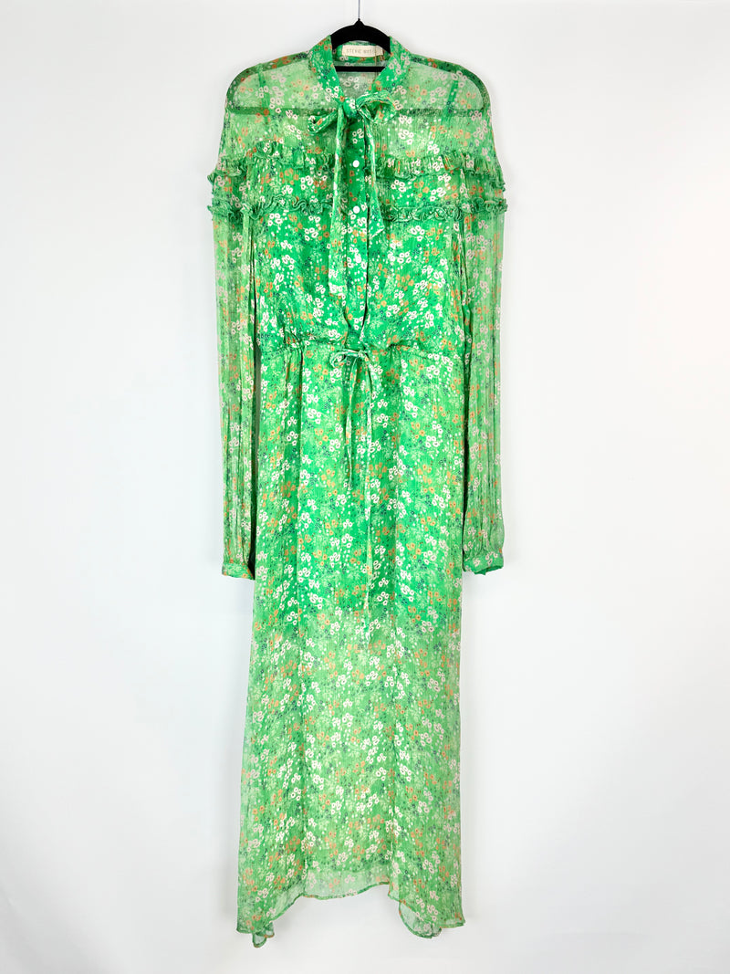 Stevie May Spring Green Sheer Crepe Maxi Dress - AU8/10