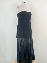 Dion Lee Black Mesh-Pleat Strapless Dress - AU14