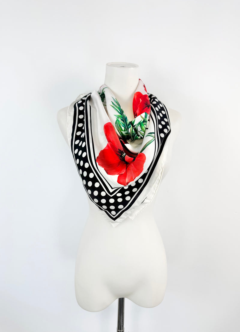 Dolce & Gabbana Twill Silk Poppy Scarf