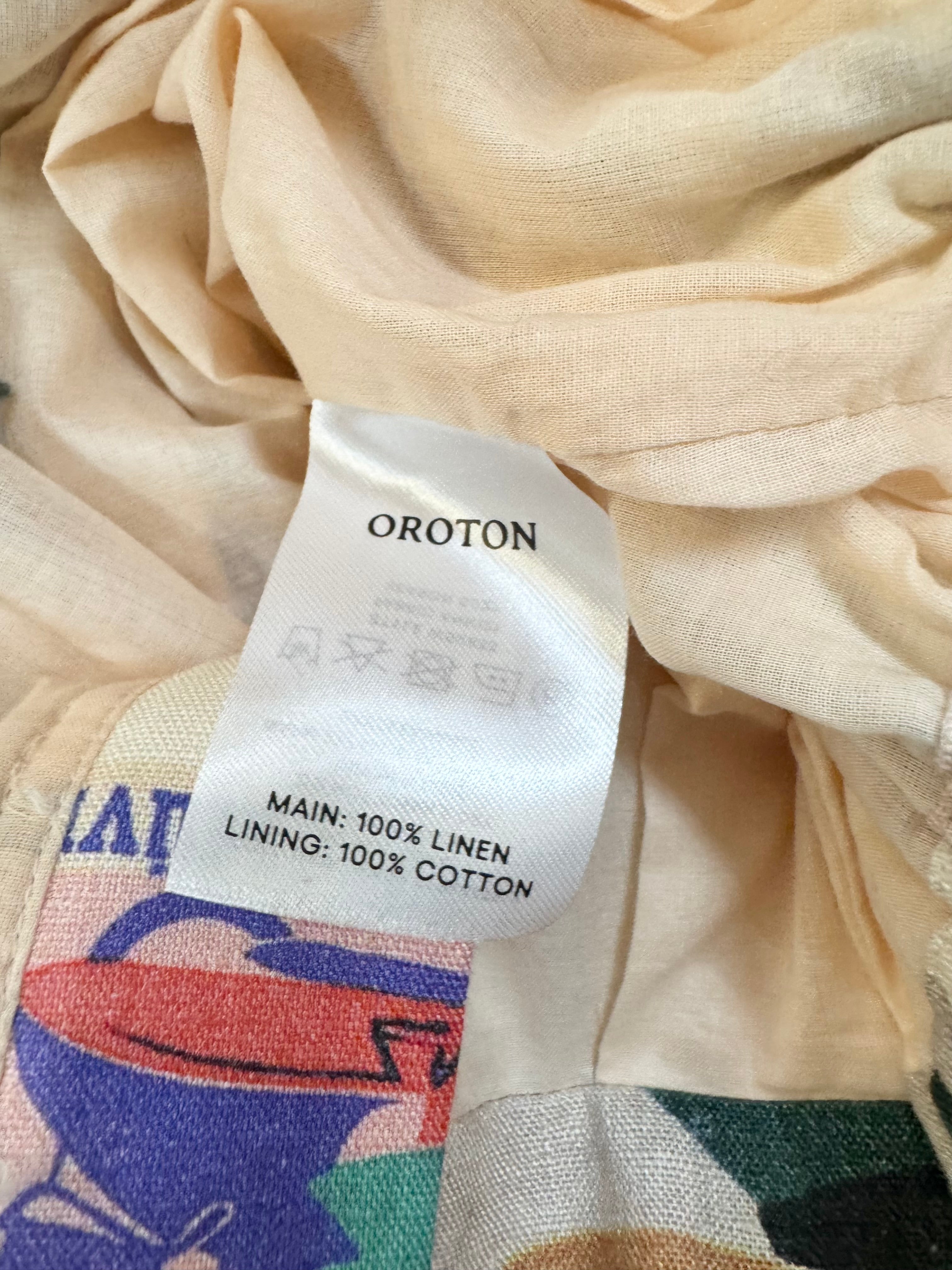 Oroton Biege 'Matchbox Print' Linen Skirt NWT - AU10