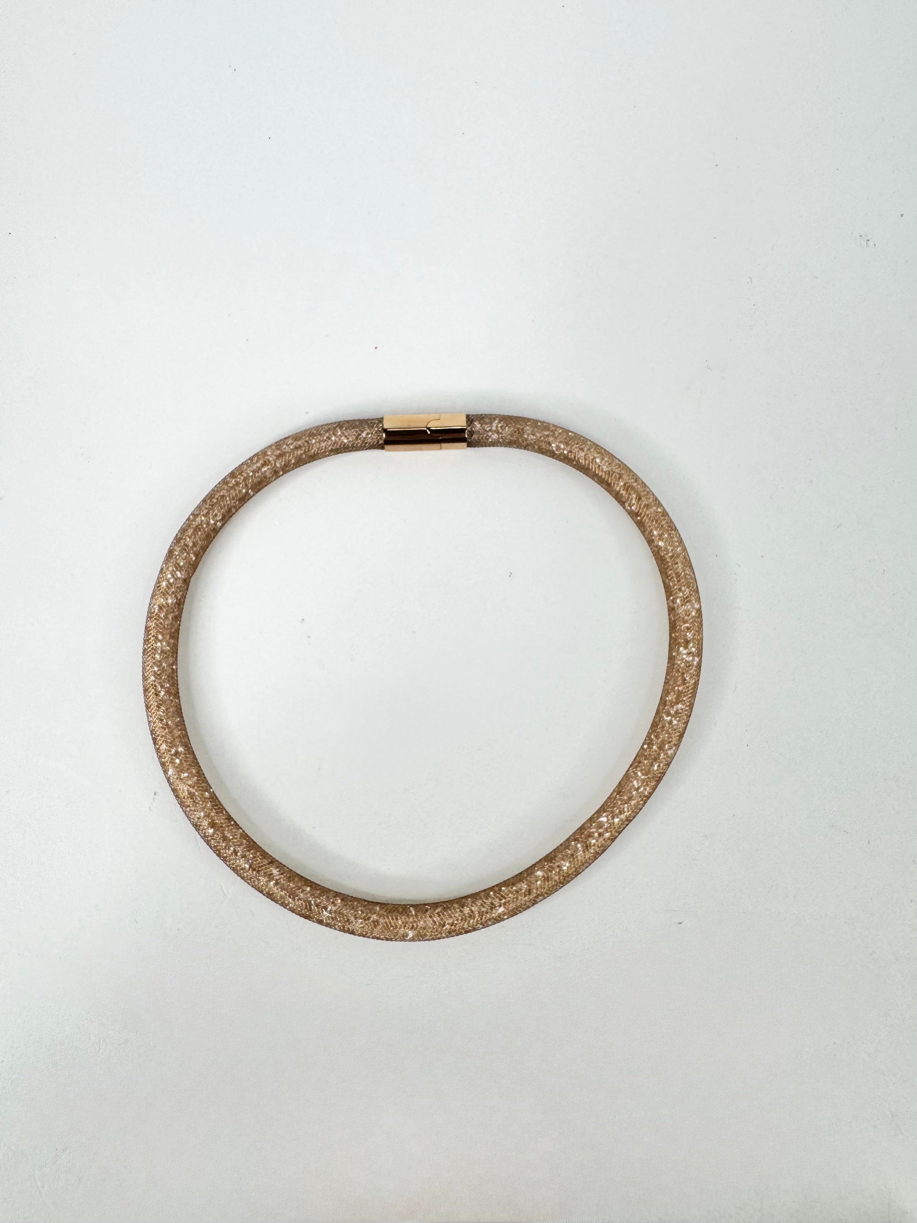 Swarovski Stardust Crystal Gold Metal Mesh Necklace