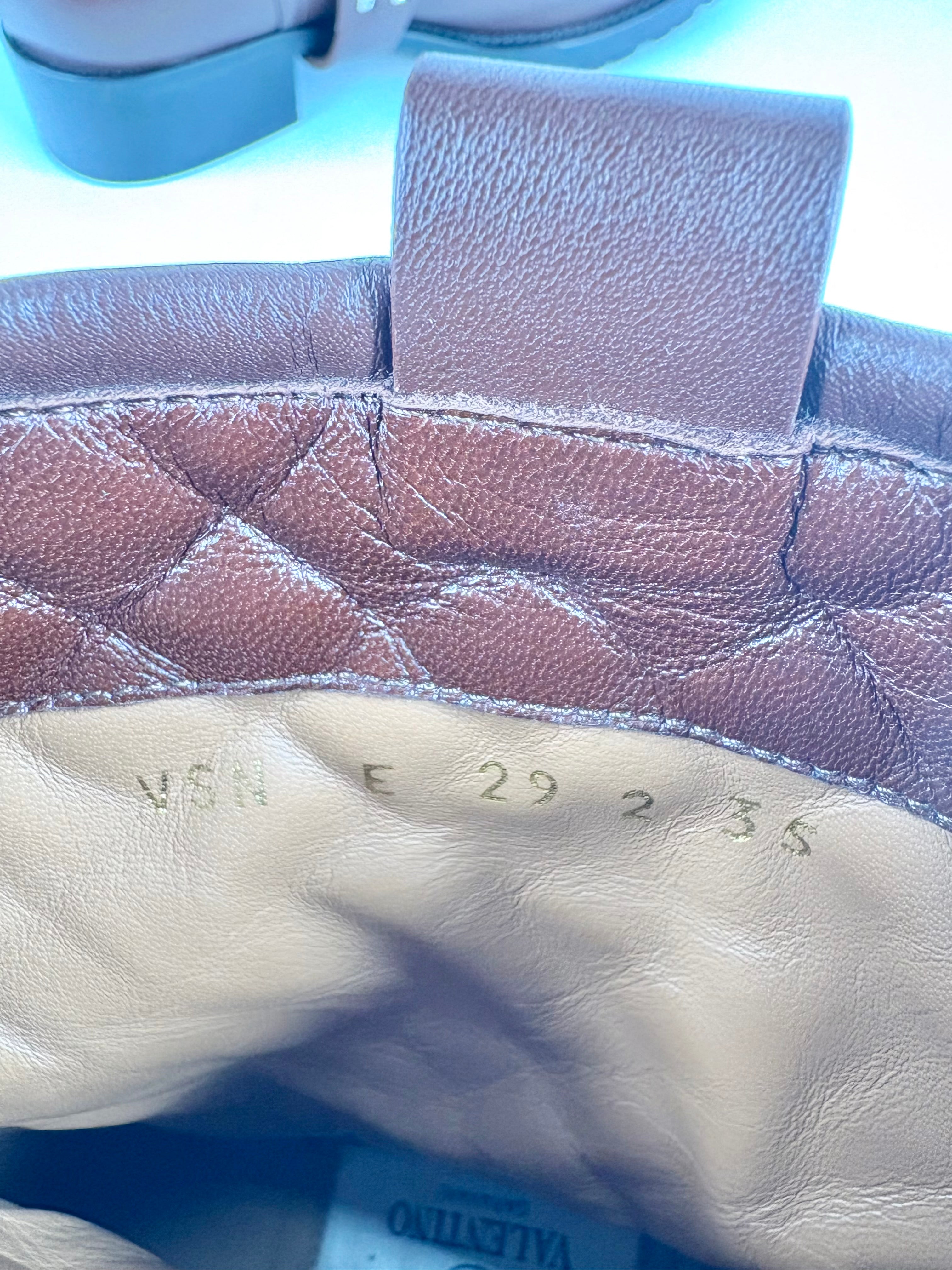 Valentino Garavani Brown Leather Quilted-Rockstud Biker Boots - EU35