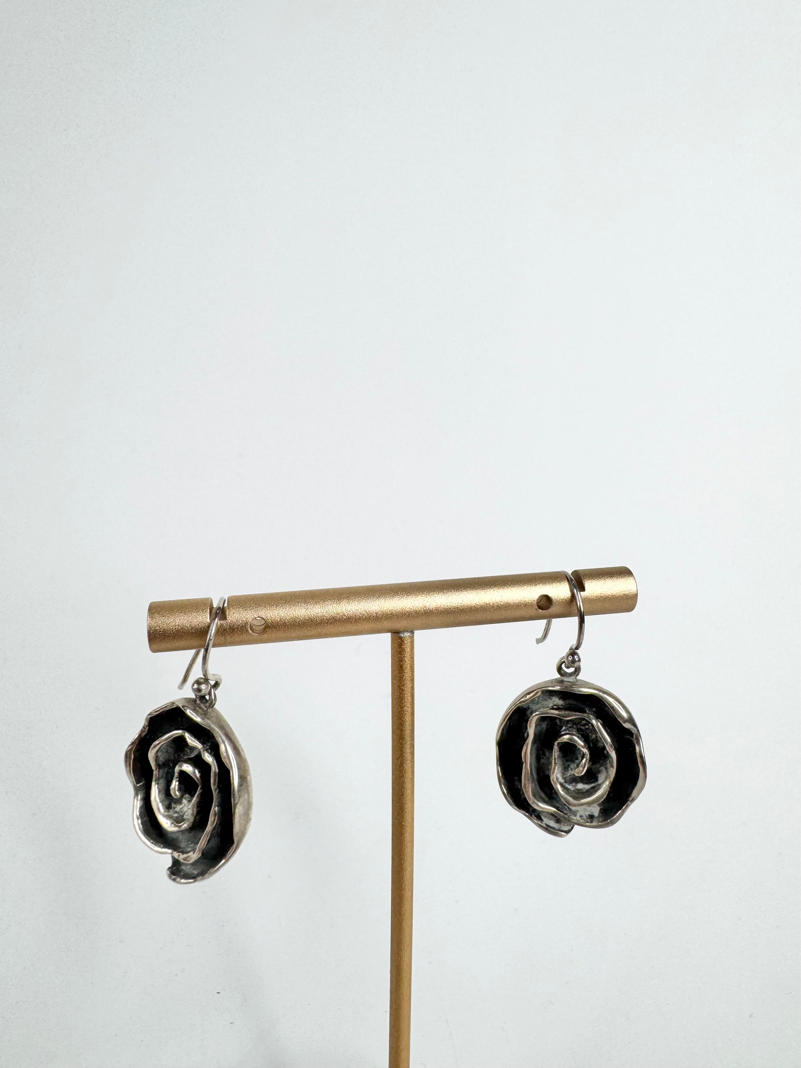Vintage Silver Swirl Drop Earrings