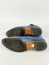 Habbot. Blue Leather 'Juggler' Ankle Boots - EU40