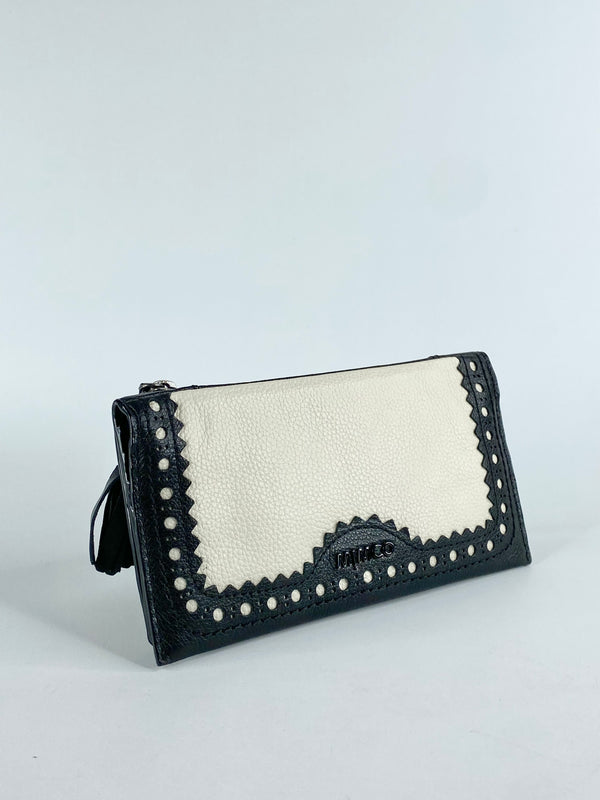 Mimco Black & White Brogue Patterned Wallet