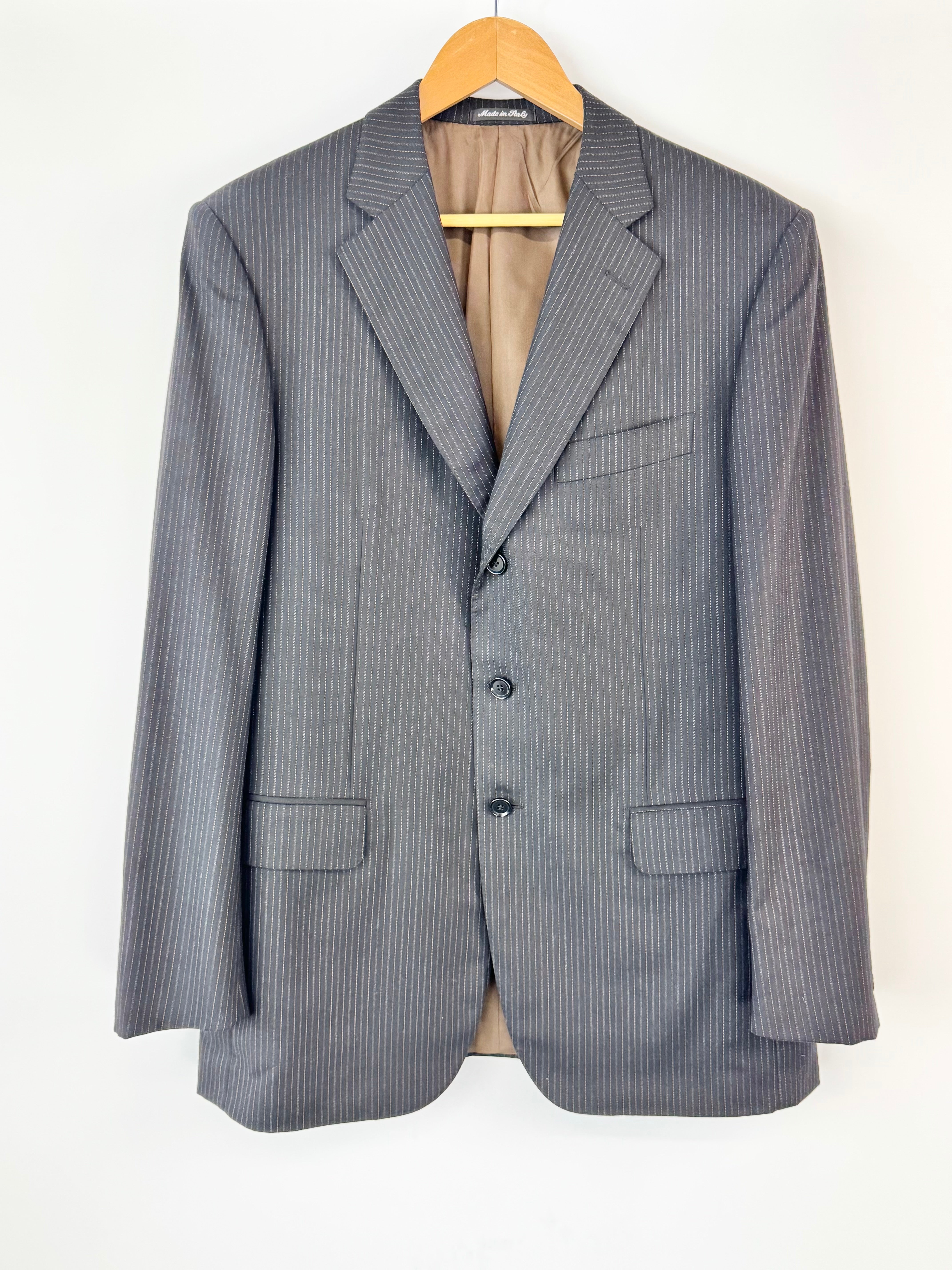 Pal Zileri Charcoal Pinstriped Wool Blazer - L