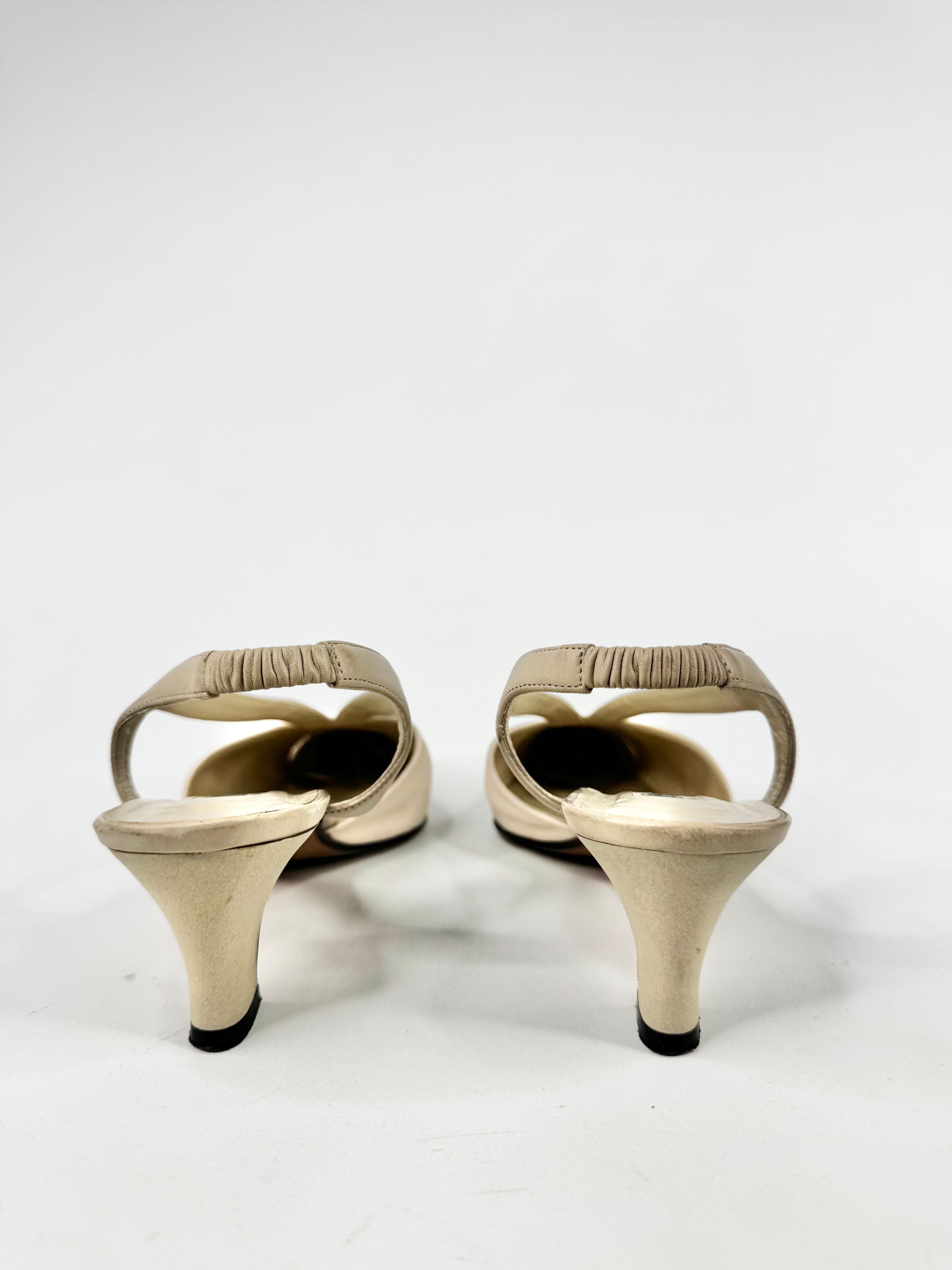 Vintage Baldinini Cream & Taupe Sling Backs - EU37