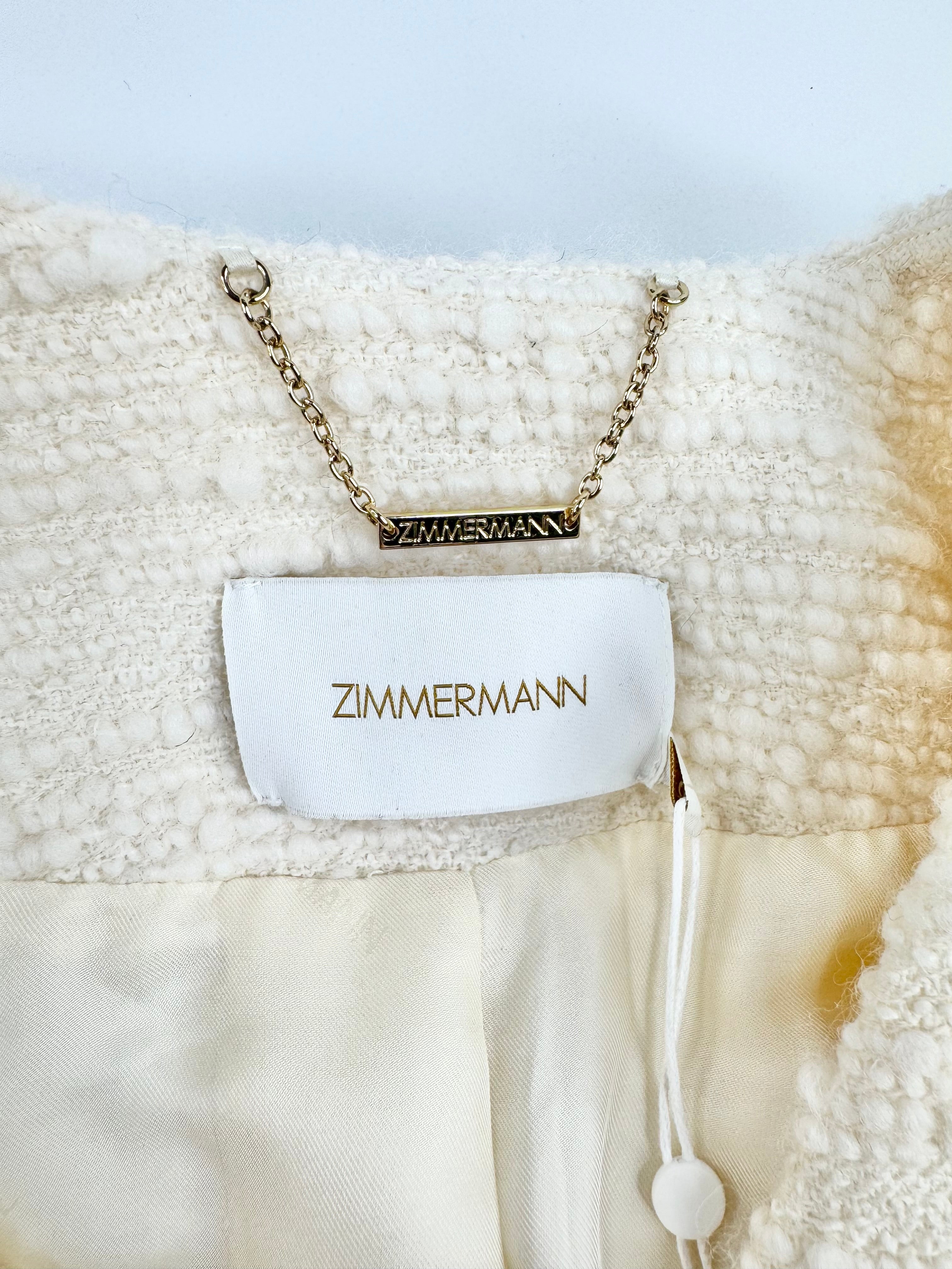 Zimmermann 'Luminosity' Cream Cropped Blazer - AU8