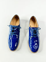 Elk Prussian Blue Patent Leather Lace Ups - EU36