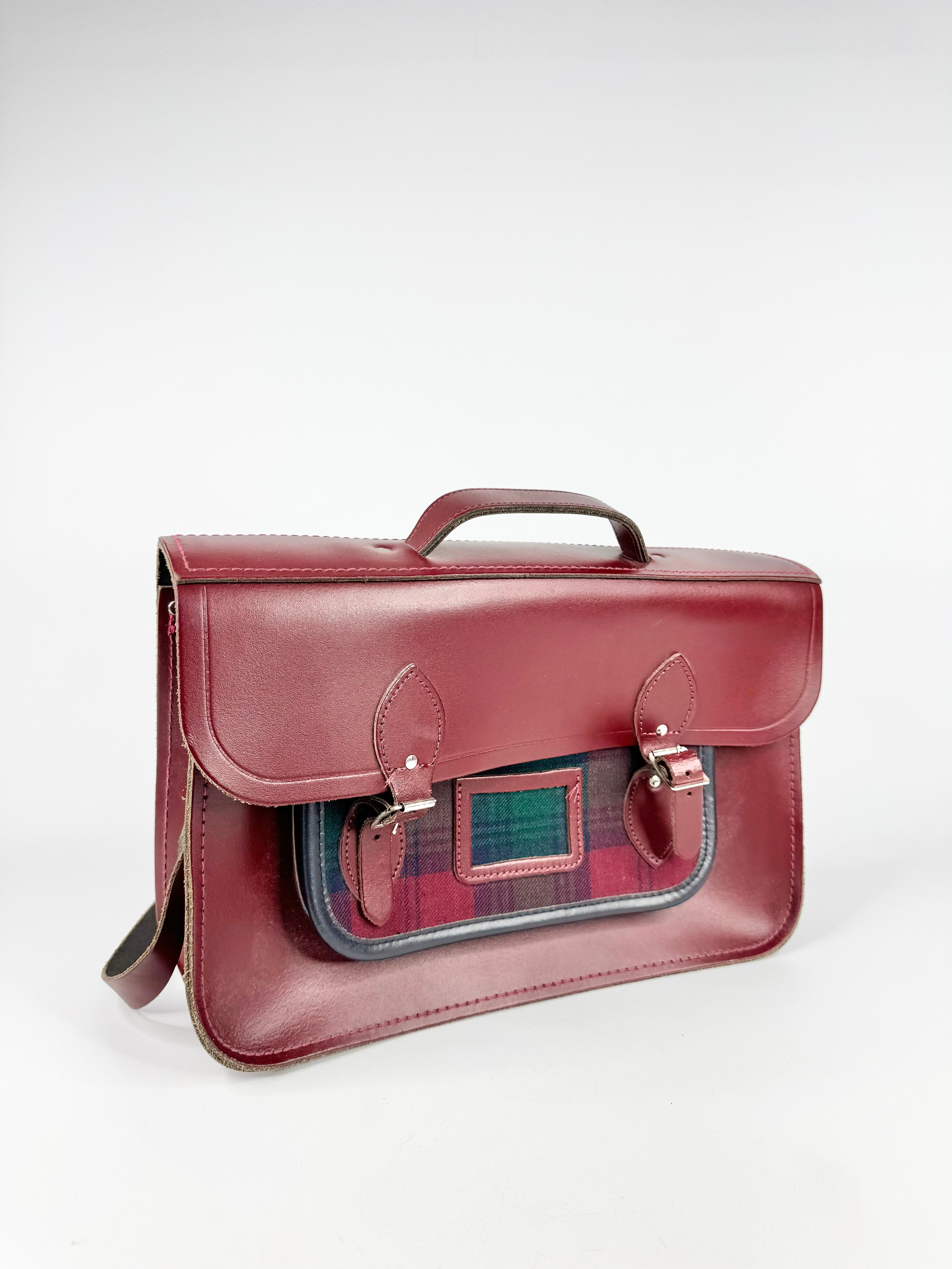 The Cambridge Satchel Company Oxblood Red & Tartan Contrast Messenger Bag