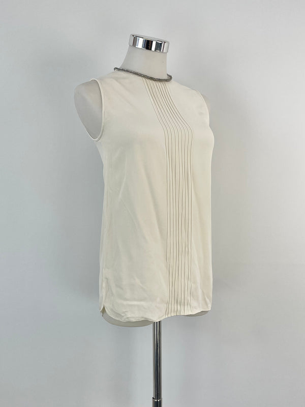 Reiss Cream 'Milla' Chain & Pleat Detailed Sleeveless Top - AU4/6