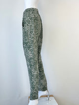 Stella McCartney White & Green Spotted Silk Drawstring Pant - AU8/10