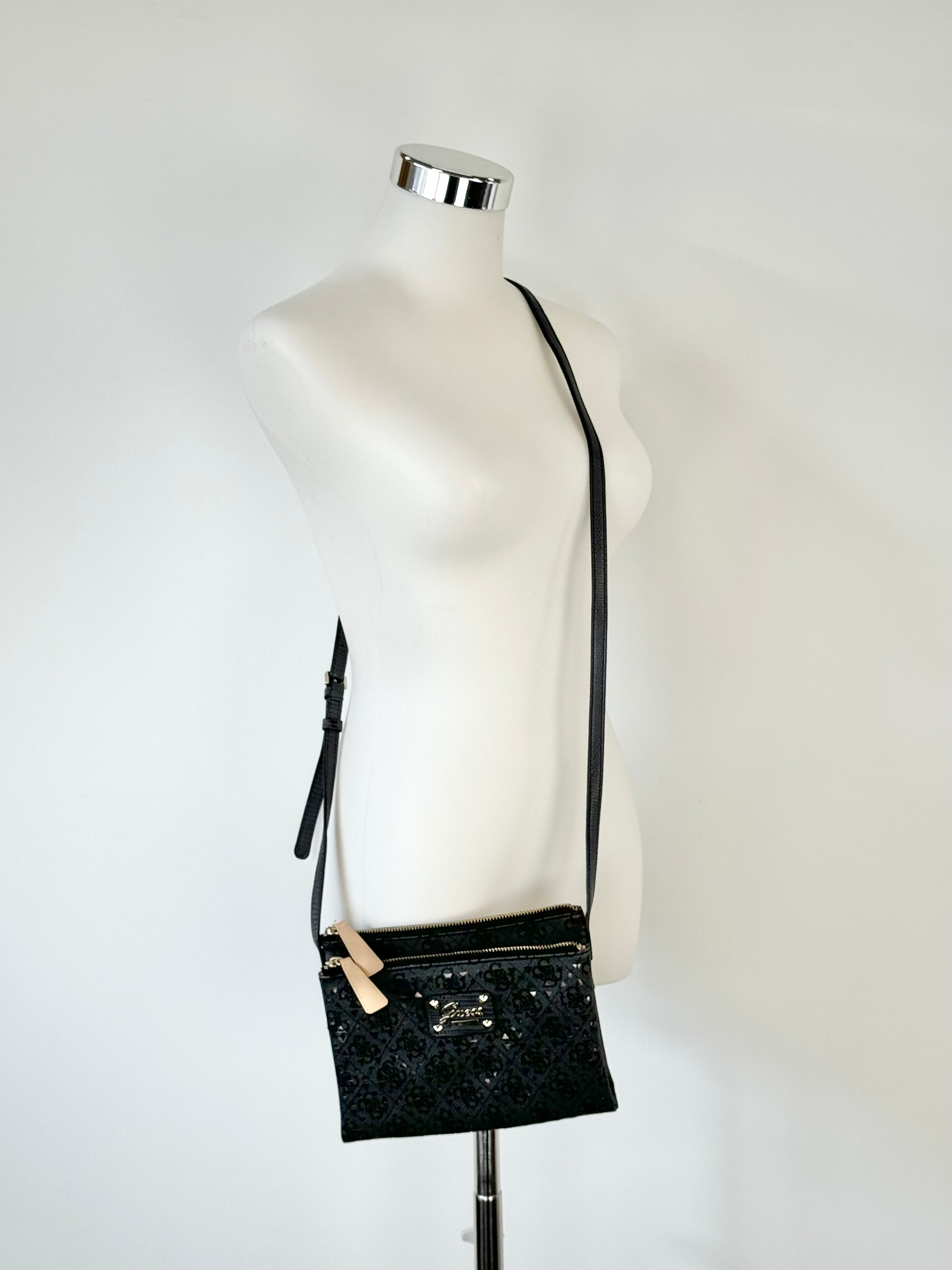 Guess Lazer Cut Grey & Silver Cross Body Bag