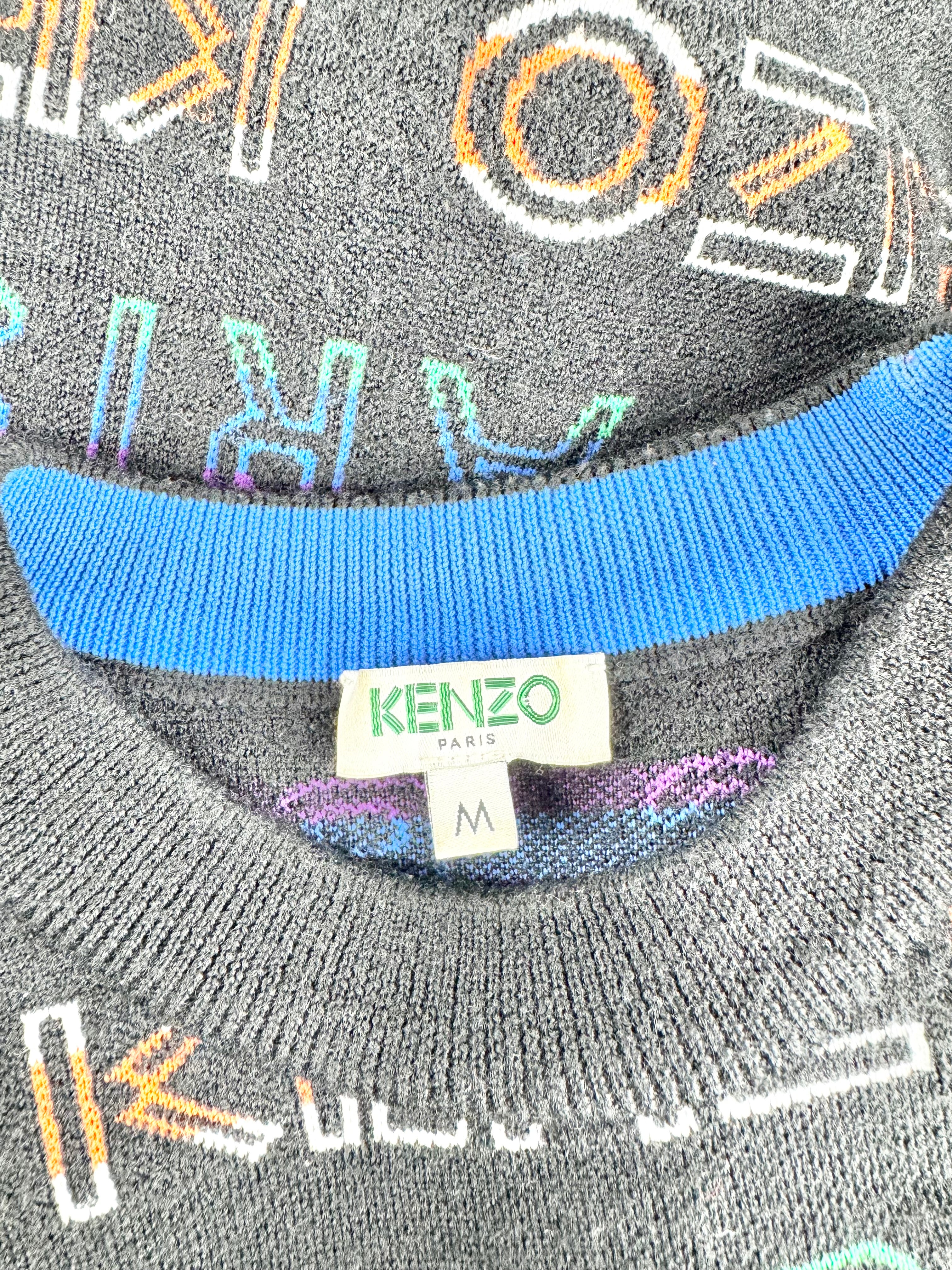 Kenzo Black Rainbow Logo Knitted Sweater - M