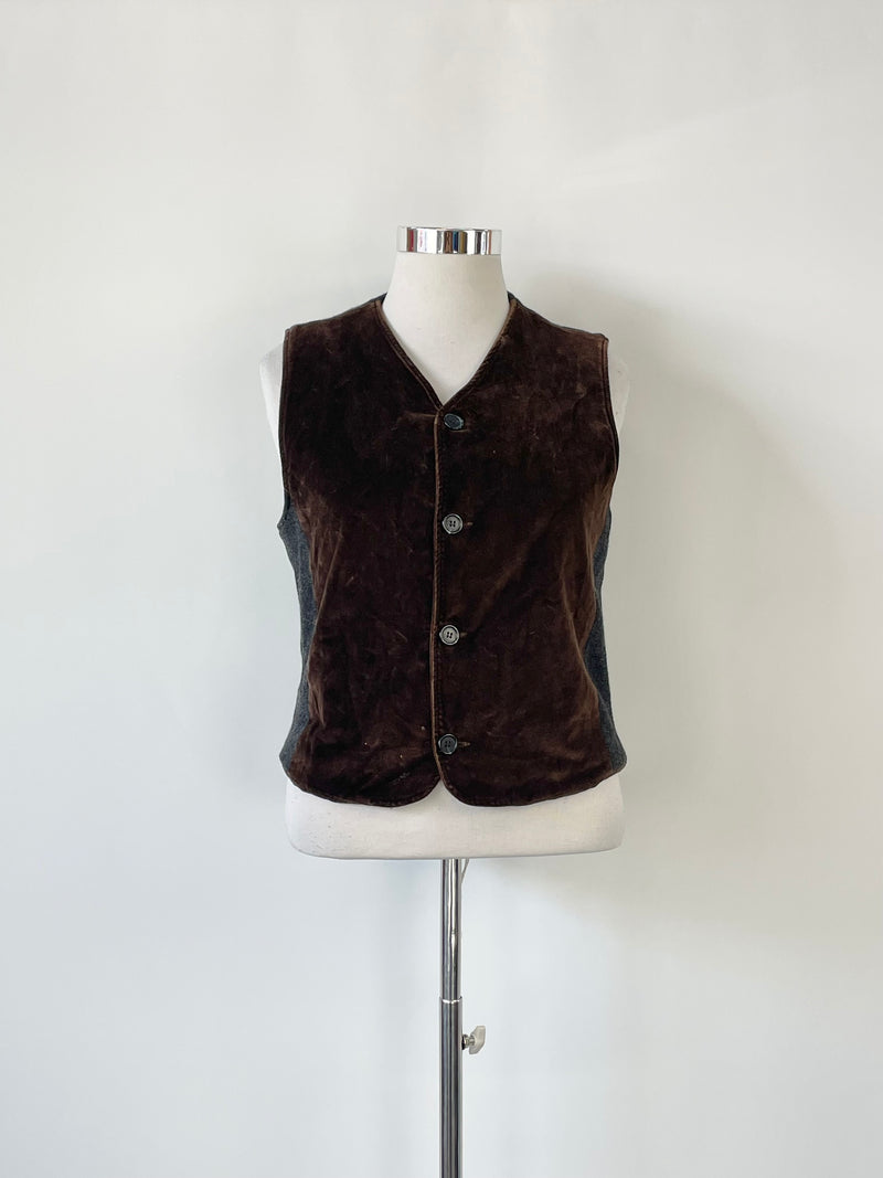 Husk Dark Brown Velvet Waistcoat - M