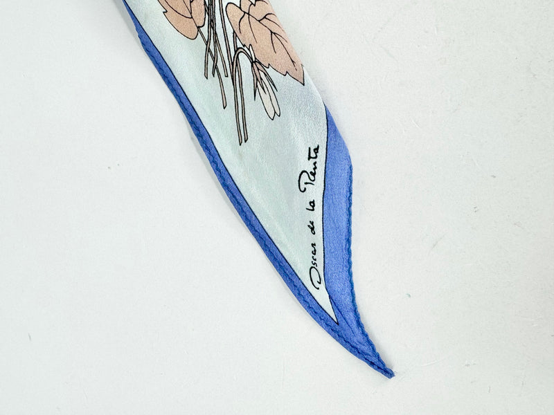 Oscar de la Renta Pale Blue Long Posy Scarf