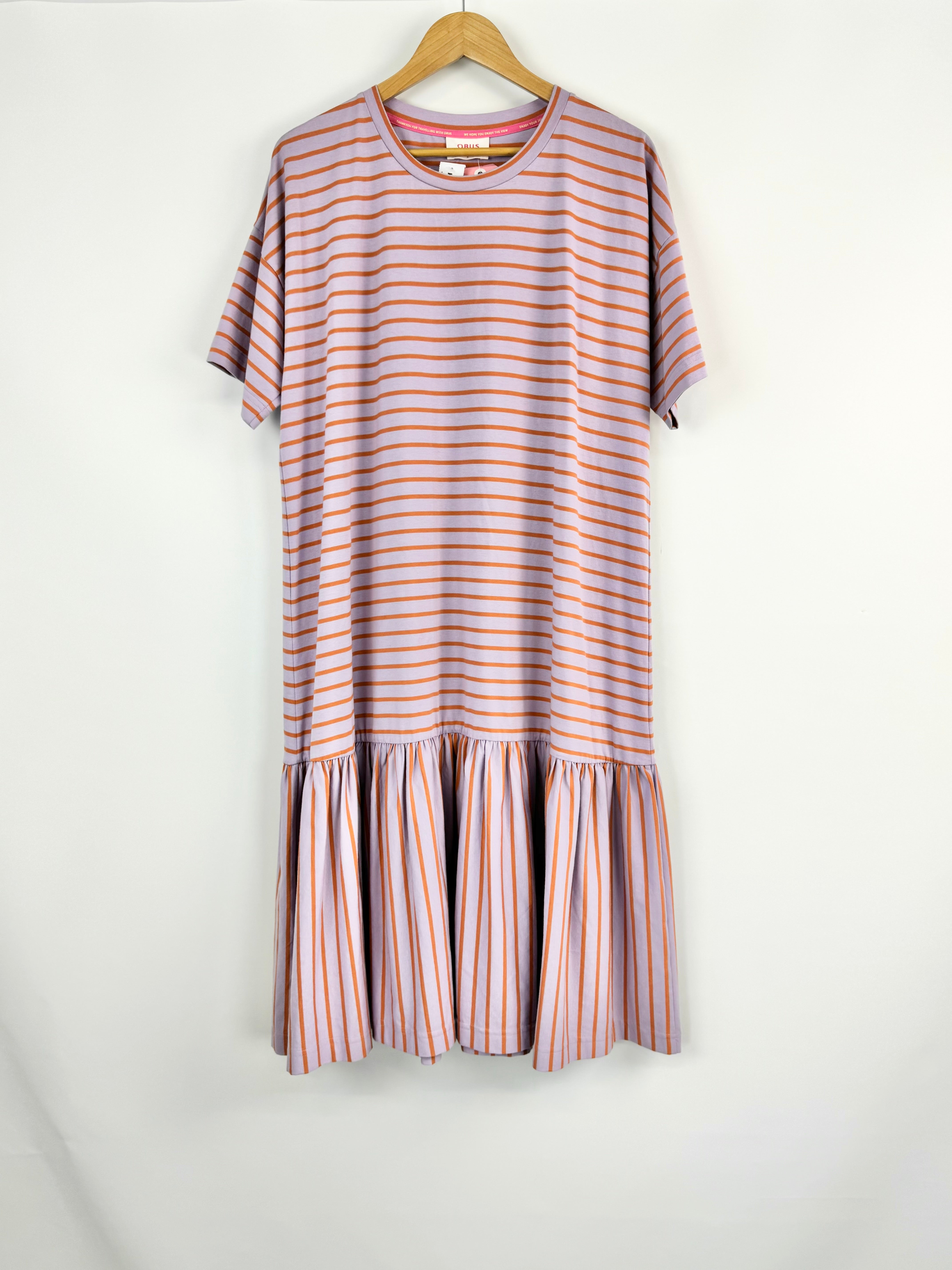 Obus Mauve & Orange Striped T-Shirt Dress - AU10/12