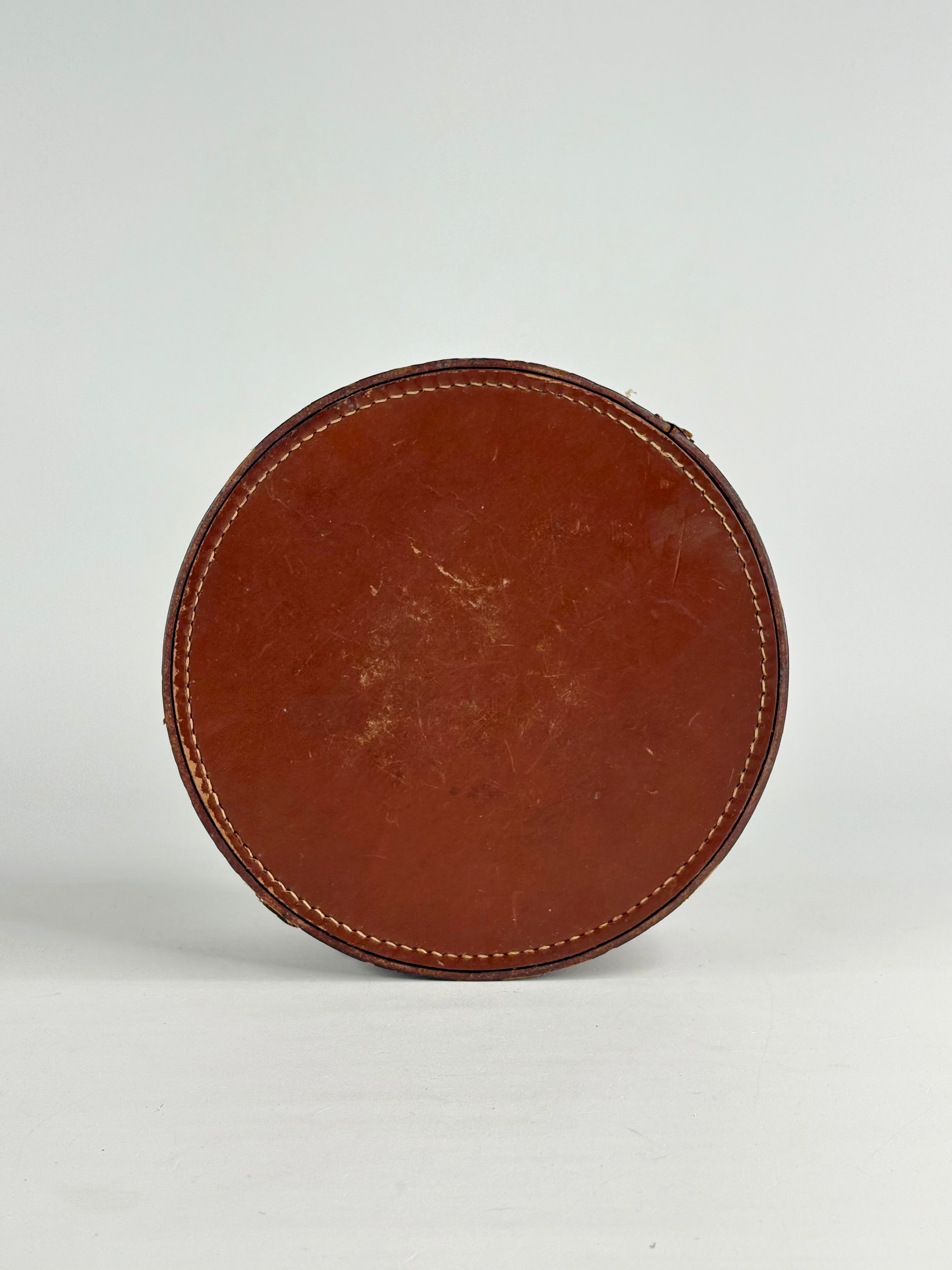 Vintage Russet-Brown Leather Collar Box