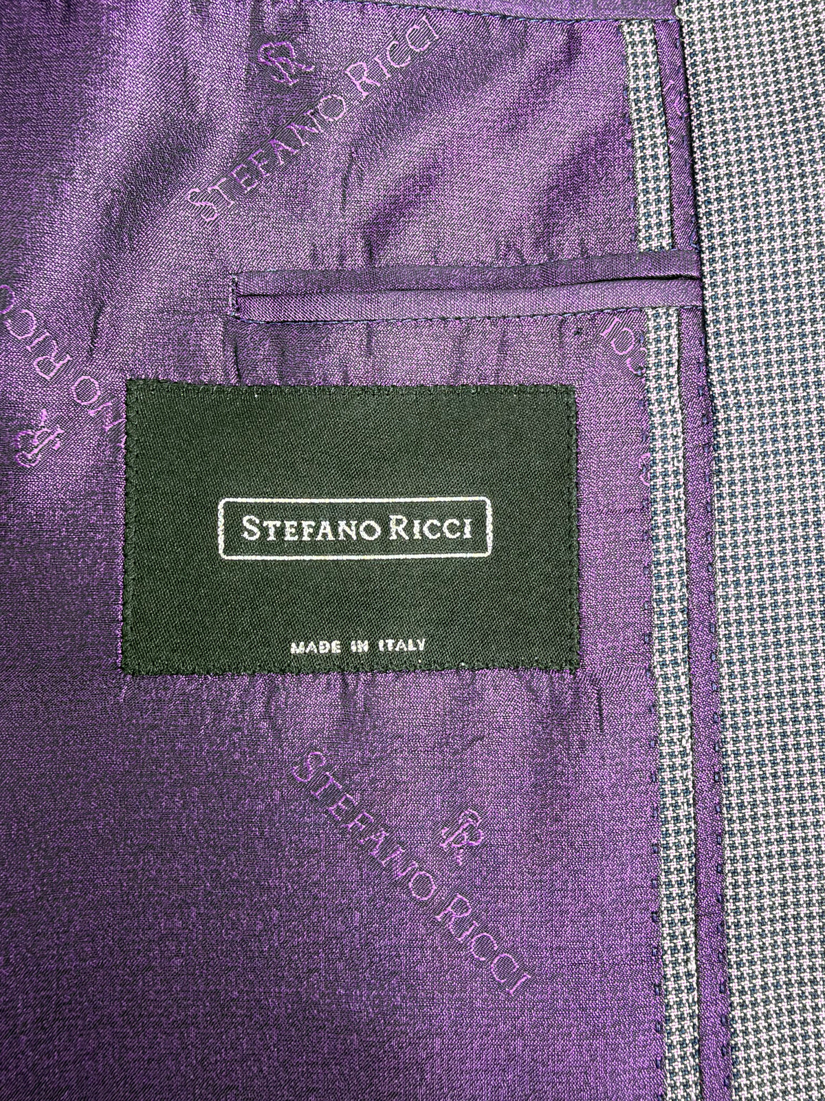 Stefano Ricci Mauve & Navy Houndstooth Mohair Cashmere & Silk Sports Jacket - 54