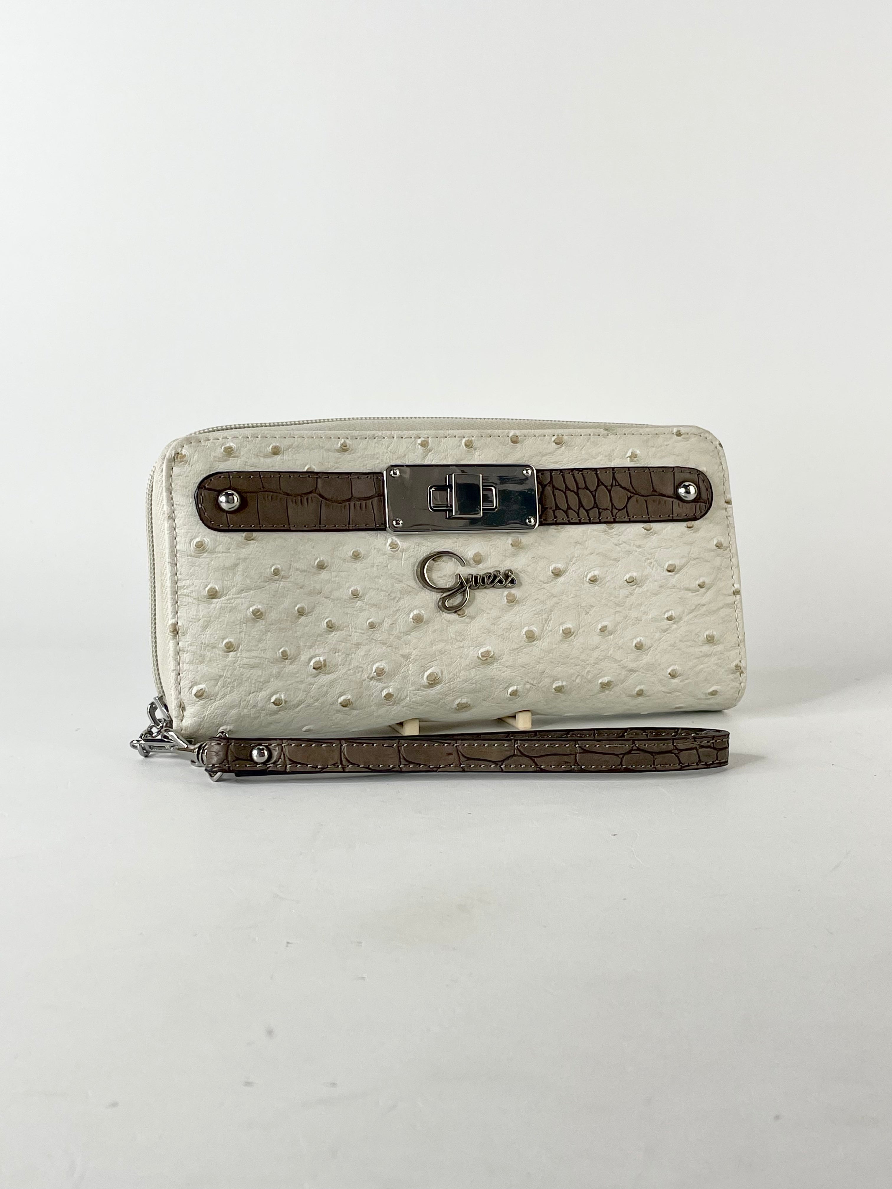 Guess Off-White Stud Texture Wristlet