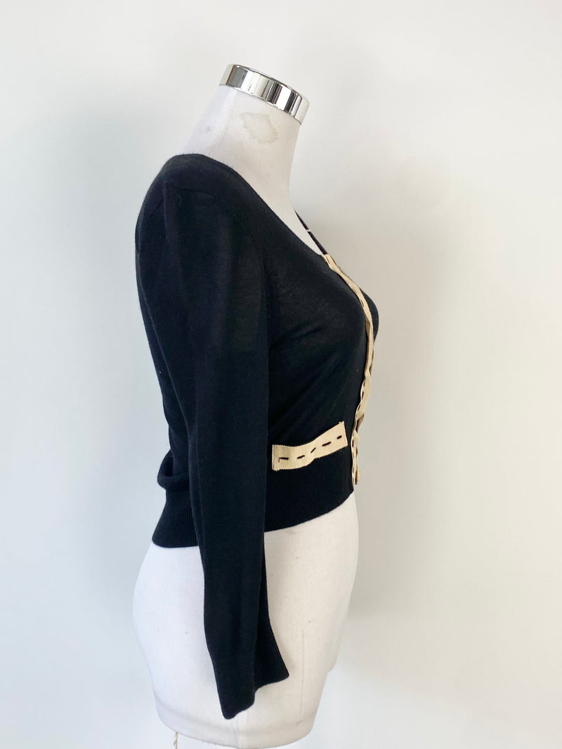 Sisely Black Coquette Cropped Cardigan - AU10